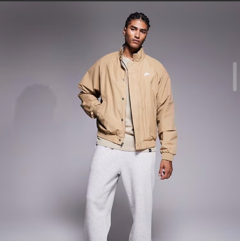 NWT Nike Club Futura Fleece Lined Jacket | Size Medium | Tan FZ0657-297 - Picture 2 of 16